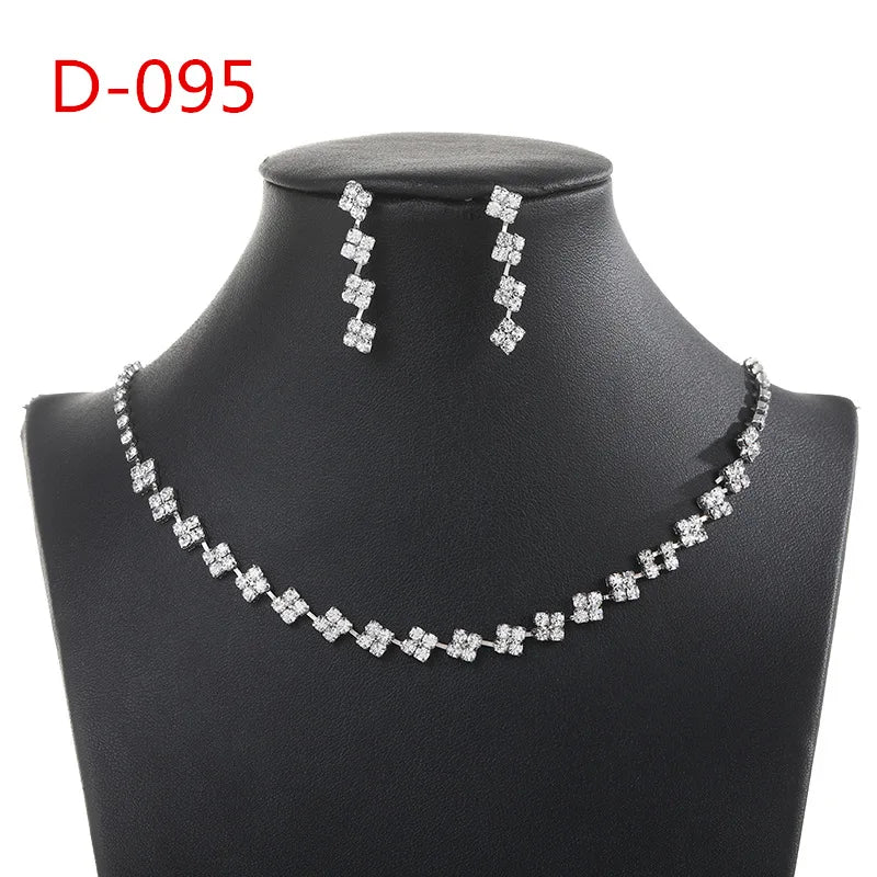 Crystal Bridal Wedding Jewelry Sets African Beads Silver Color Rhinestones Women Necklace Set Engagement Prom Jewelry