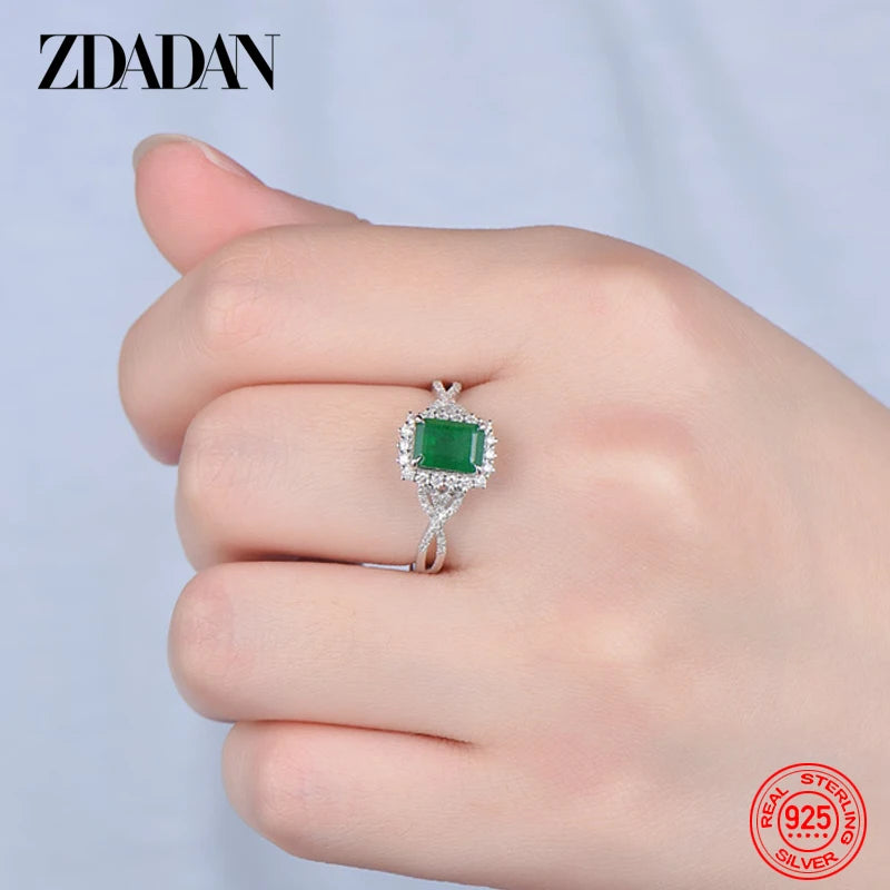 925 Sterling Silver Charm Emerald Ring for Women Fashion Party Jewelry Engagement Gift