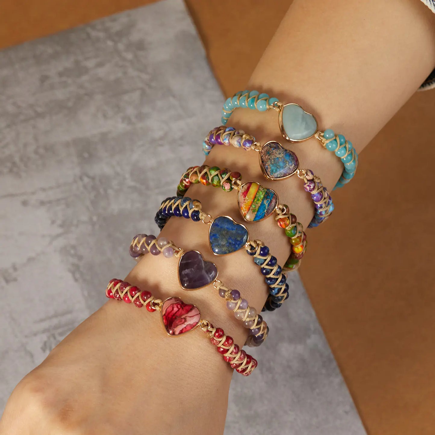 Color Splash – Colorful Gemstone Bracelet with Heart-Shaped Pearl