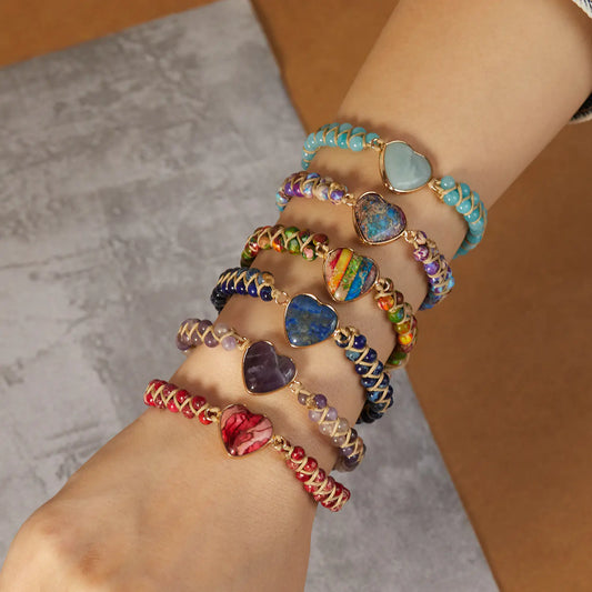 Color Splash – Colorful Gemstone Bracelet with Heart-Shaped Pearl