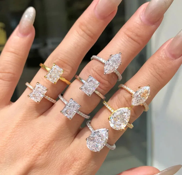 ✨ Luxurious 925 Silver Engagement Ring with Princess-Cut Zirconia ✨