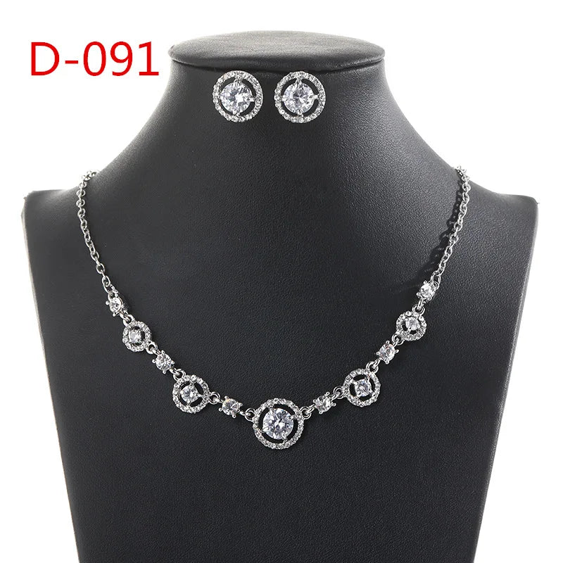 Crystal Bridal Wedding Jewelry Sets African Beads Silver Color Rhinestones Women Necklace Set Engagement Prom Jewelry