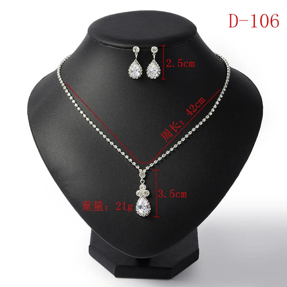 Crystal Bridal Wedding Jewelry Sets African Beads Silver Color Rhinestones Women Necklace Set Engagement Prom Jewelry