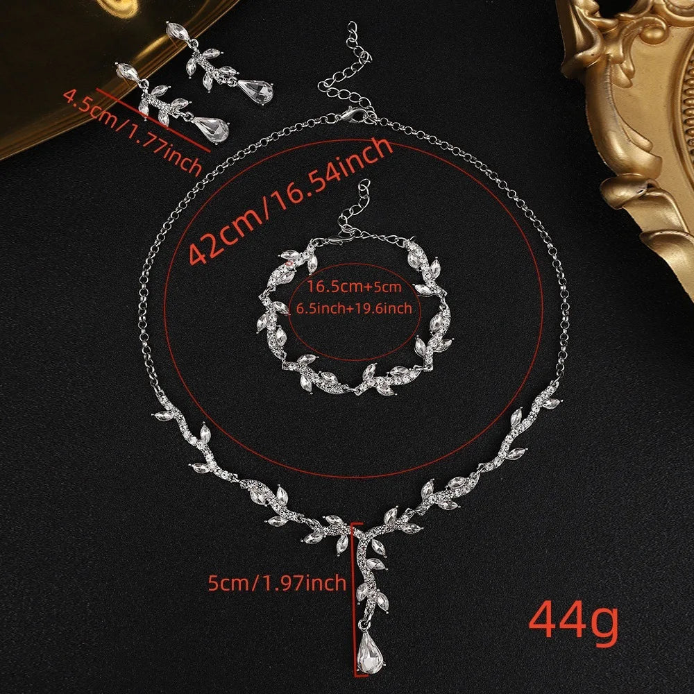 Crystal Bridal Wedding Jewelry Sets African Beads Silver Color Rhinestones Women Necklace Set Engagement Prom Jewelry