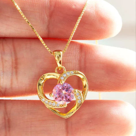 Pink Moissanite Heart Necklace – Timeless Elegance in Sterling Silve
