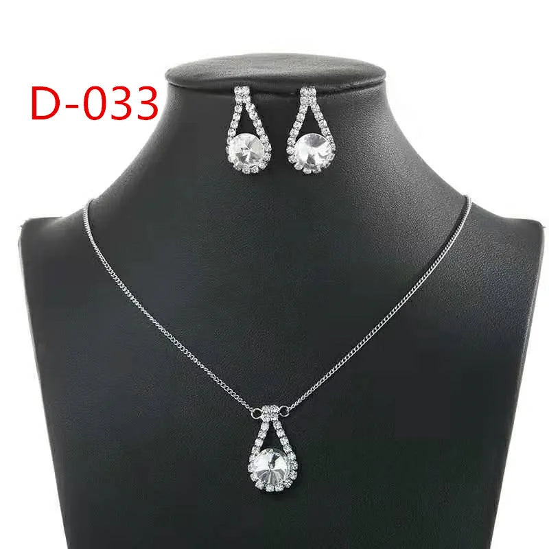 Crystal Bridal Wedding Jewelry Sets African Beads Silver Color Rhinestones Women Necklace Set Engagement Prom Jewelry