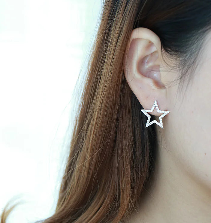 S925 Silver Star Stud Earrings – Creative Design ⭐
