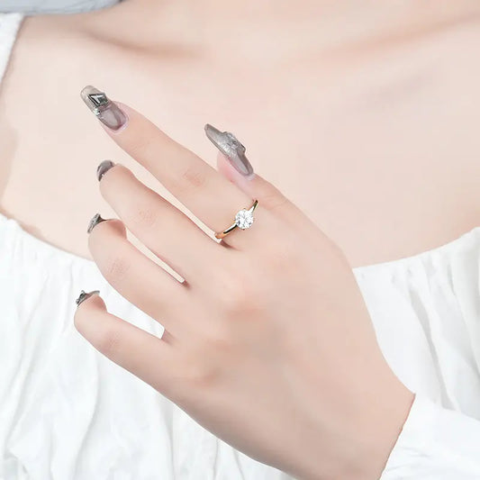 Elegant Moissanite Ring in 925 Sterling Silver – Adjustable & Diamond-Like Sparkle