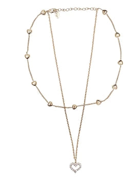 Double-Layered Necklace with Heart Pendant – Gold-Plated & Sparkling