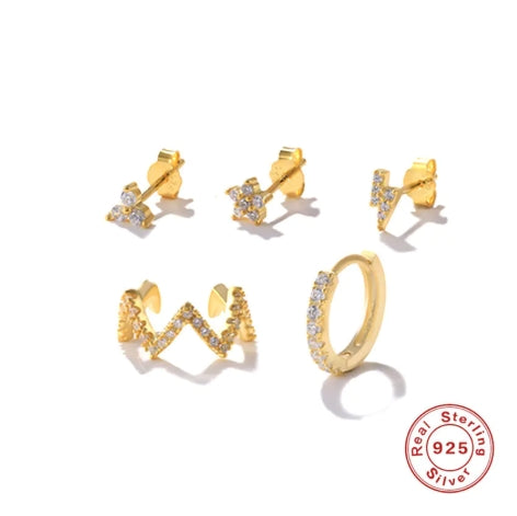 925 Silver Geometric Earring Set – Style in Every Detail 💫