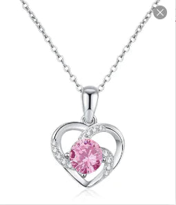 Pink Moissanite Heart Necklace – Timeless Elegance in Sterling Silve