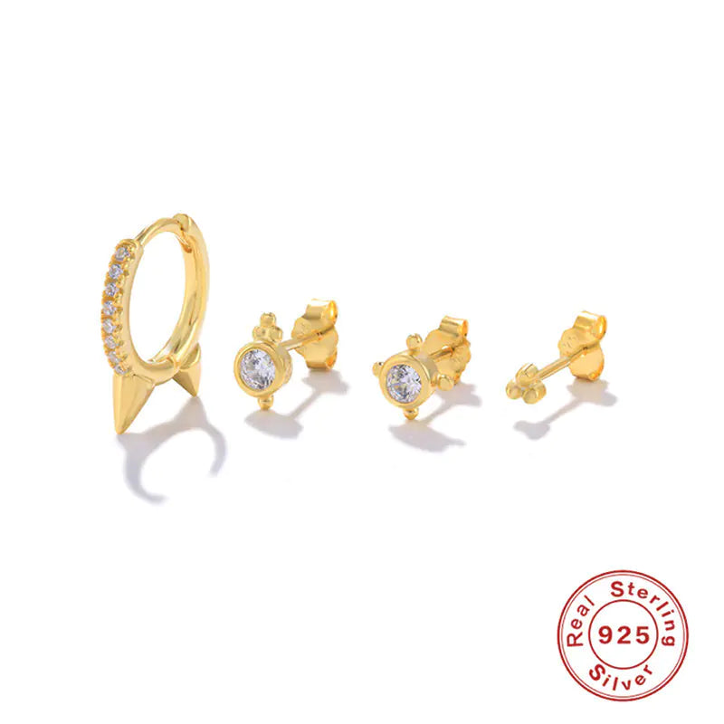 925 Silver Geometric Earring Set – Style in Every Detail 💫