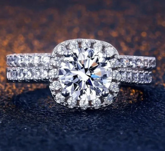 Elegant Engagement Ring with Pavé Zirconia