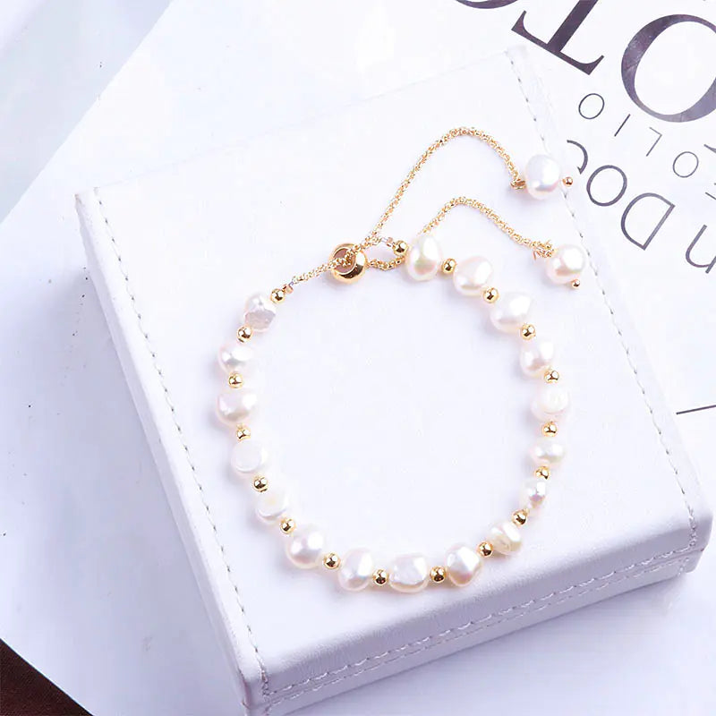 Pearl Poetry – Adjustable Bracelet with Delicate Charm