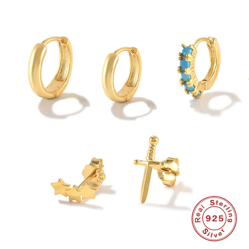 925 Silver Geometric Earring Set – Style in Every Detail 💫