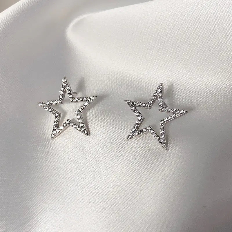 S925 Silver Star Stud Earrings – Creative Design ⭐