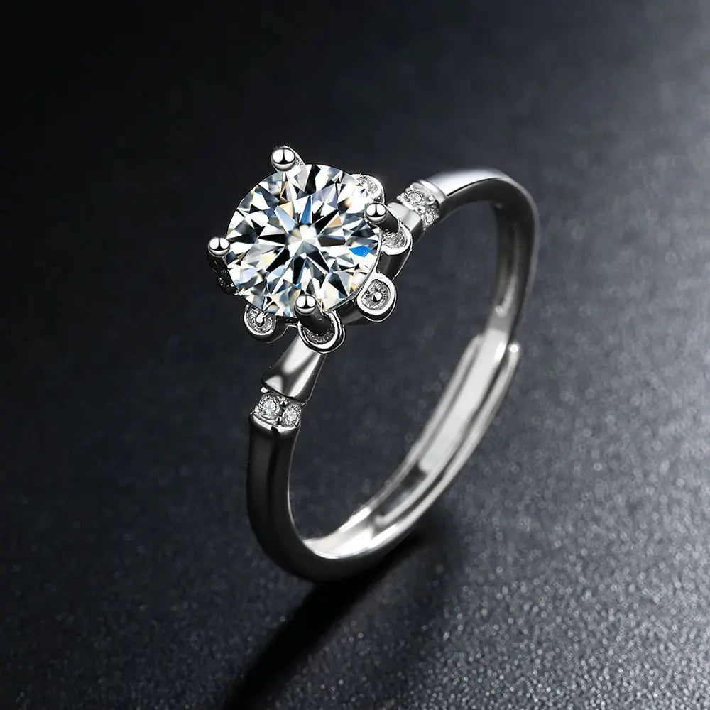 S925 Sterling Silver 1-Carat Moissanite Ring for Women