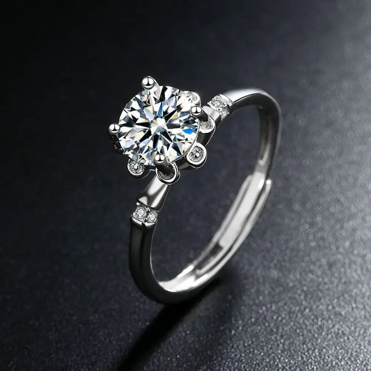 S925 Sterling Silver 1-Carat Moissanite Ring for Women