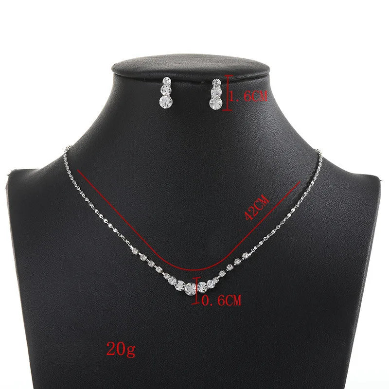 Crystal Bridal Wedding Jewelry Sets African Beads Silver Color Rhinestones Women Necklace Set Engagement Prom Jewelry