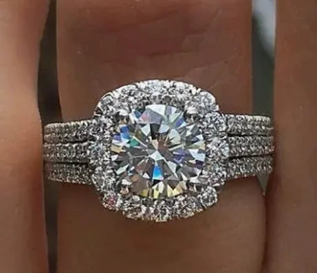 Elegant Engagement Ring with Pavé Zirconia