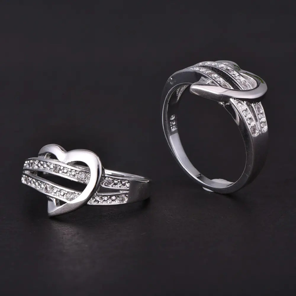 Elegant Heart & Arrow Ring with Zirconia – 925 Sterling Silverr