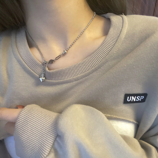 Minimalist Choker Necklace with Heart Pendant