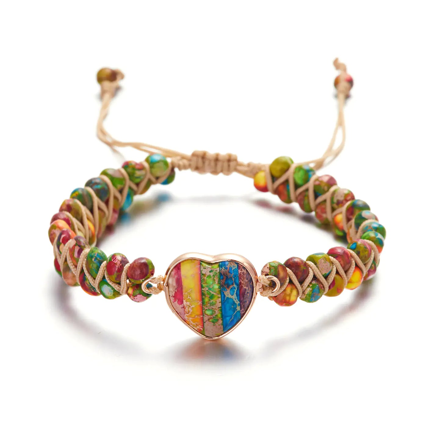 Color Splash – Colorful Gemstone Bracelet with Heart-Shaped Pearl