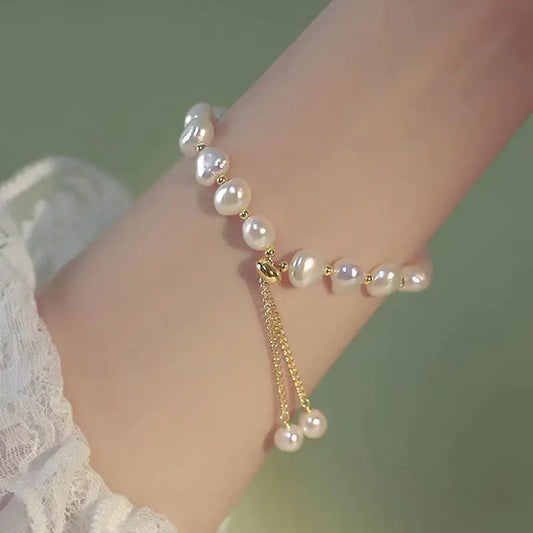 Pearl Poetry – Adjustable Bracelet with Delicate Charm