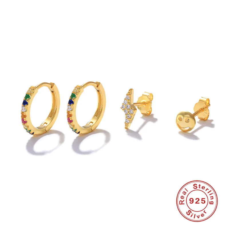 925 Silver Geometric Earring Set – Style in Every Detail 💫