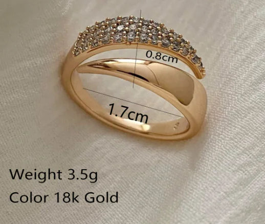 Elegant Gold-Plated Ring with Sparkling Zirconia – 18K Look