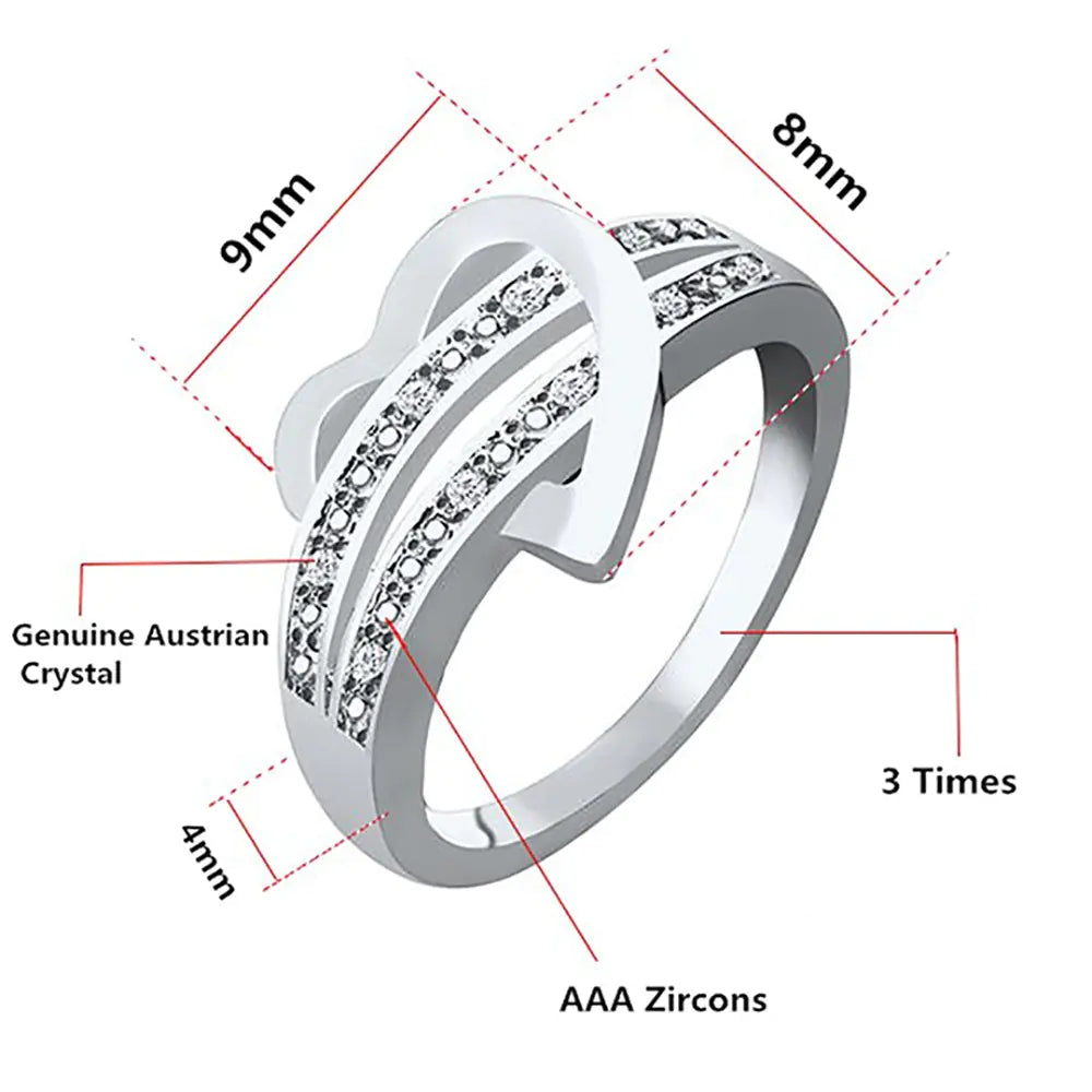 Elegant Heart & Arrow Ring with Zirconia – 925 Sterling Silverr