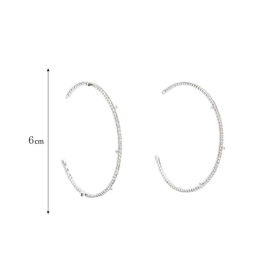 Large C-Shaped Rhinestone Earrings – Shine for Bold Women ✨