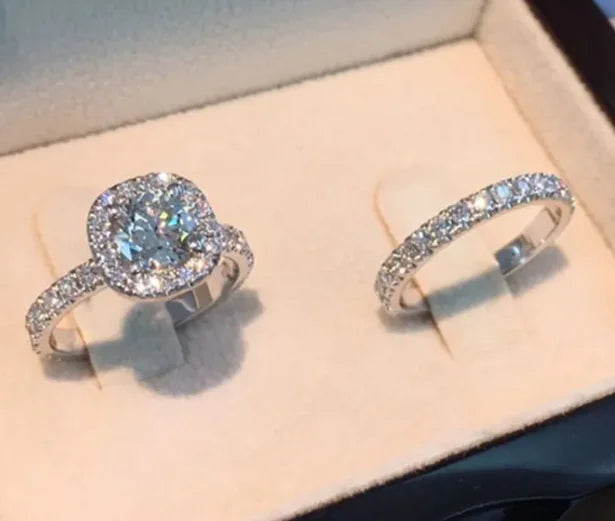 Elegant Engagement Ring with Pavé Zirconia
